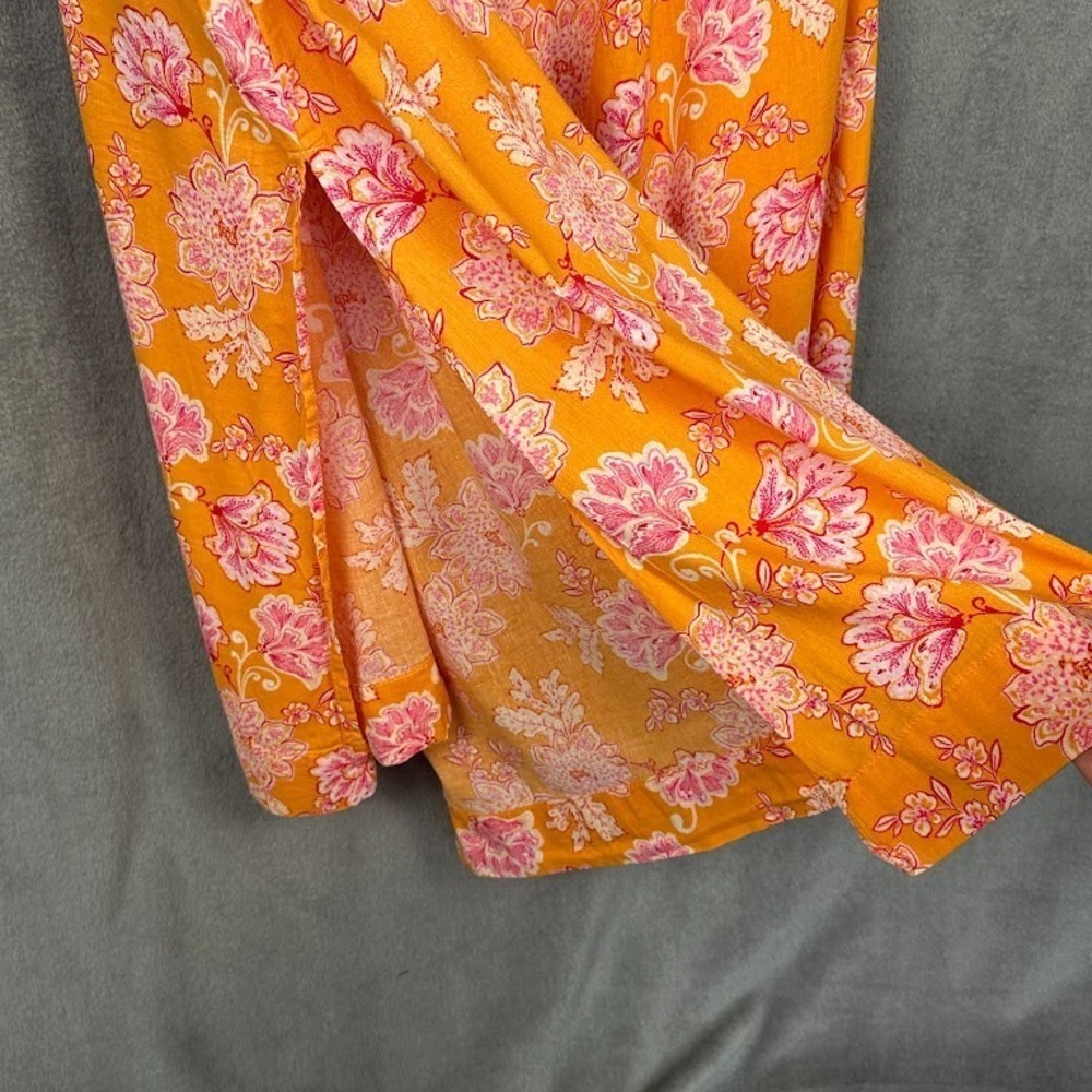 Old Navy Dress Womens 4X Orange Floral Tie Strap Midi Lightweight Beach Resort - Picture 4 of 14